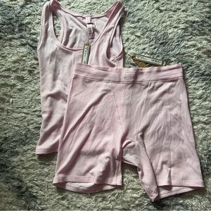 skims soft lounge pink rib set